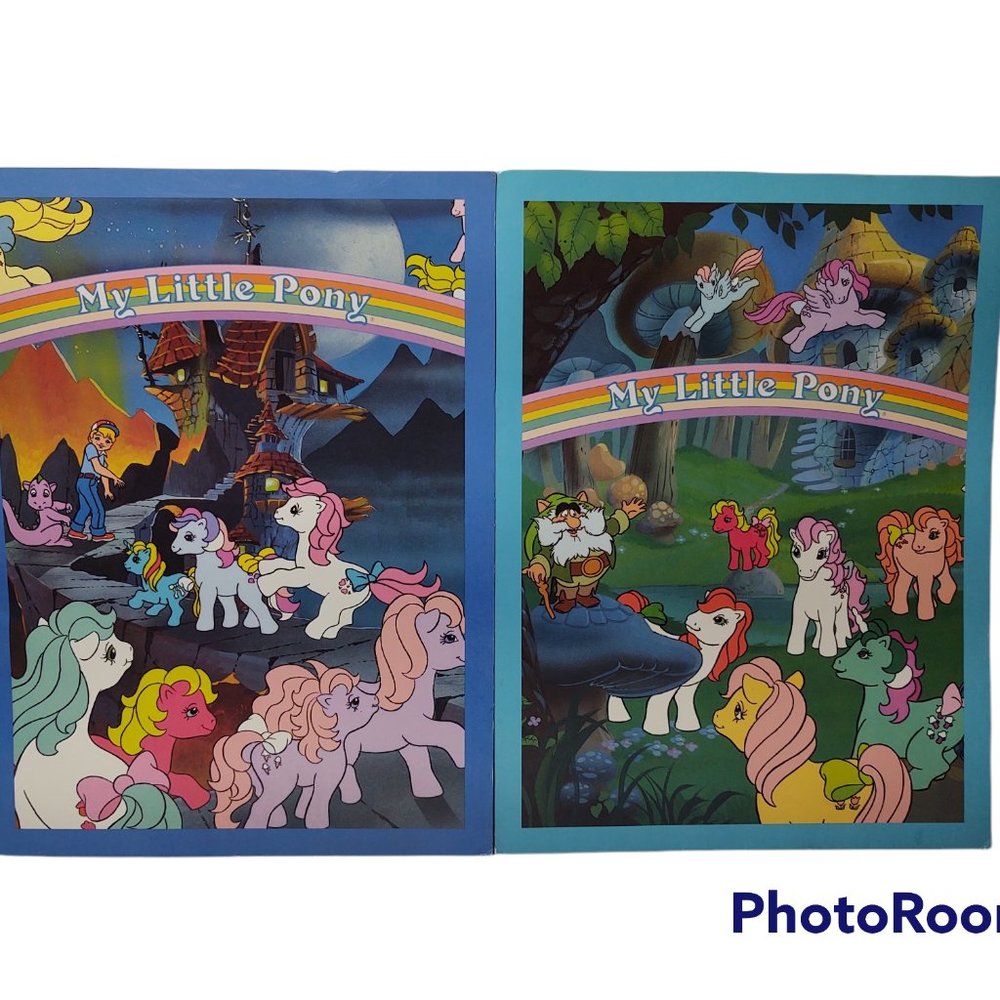Vintage Lot Of 2 1986 MLP My Little Pony Folders Hasbro Beatrice/Hunt Wesson